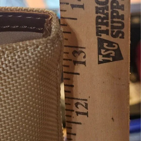 Tumi Beige Canvas & Brown Leather Tote Bag With Rear Zip Pocket And Handles - Picture 10 of 11